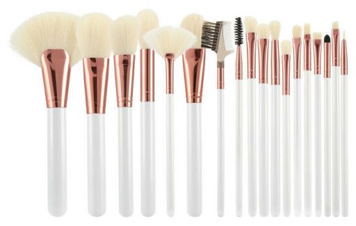 White &amp; Ecru Makeup Brushes Set 18 pieces