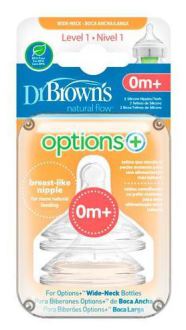 Options Preemie Flow Wide Mouth Silicone Nipples 1 0M+ 2 units