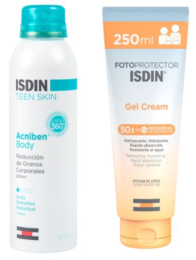 Photoprotector Gel Cream SPF 50+ 250 ml + Acniben Body Spray 150 ml